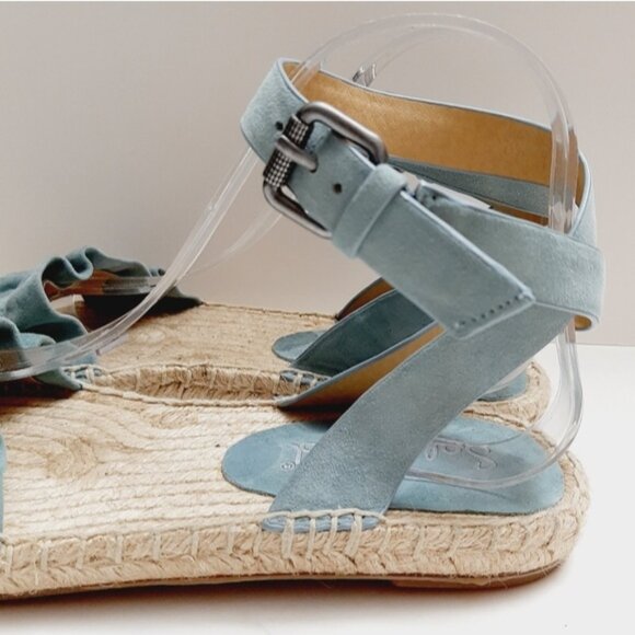 SPLENDID Becca Ruffled Blue Suede Rope Espadrille Ankle Strap Sandals Sz 7.5 - Picture 8 of 15
